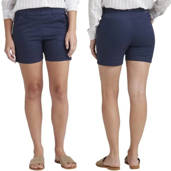 Jag Women's Maddie 5" Inseam Mid Rise Pull-On Bermuda Shorts Navy Size 12 NWT - Picture 1 of 6